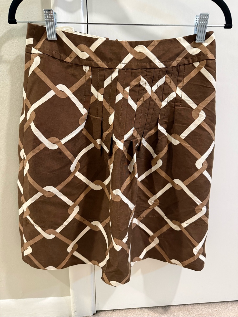 Banana Republic Brown & Cream Geometric Silk Skirt